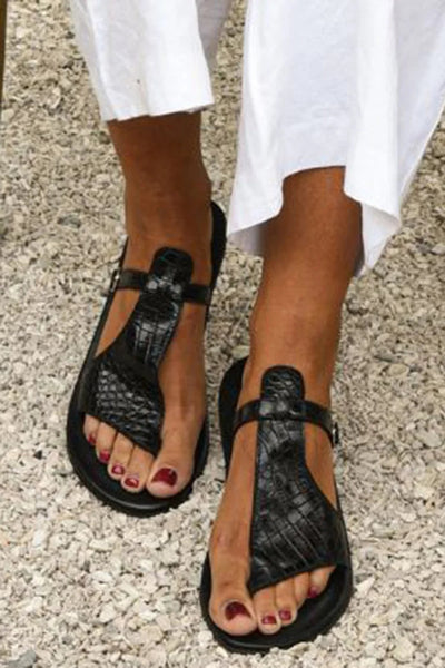 CROCO-EMBOSSED COMFORT SANDALS